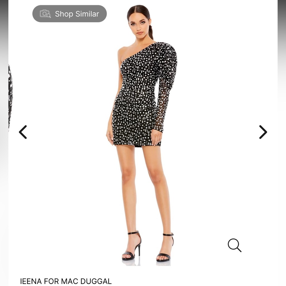Mac duggal one shoulder mirrored mini dress
